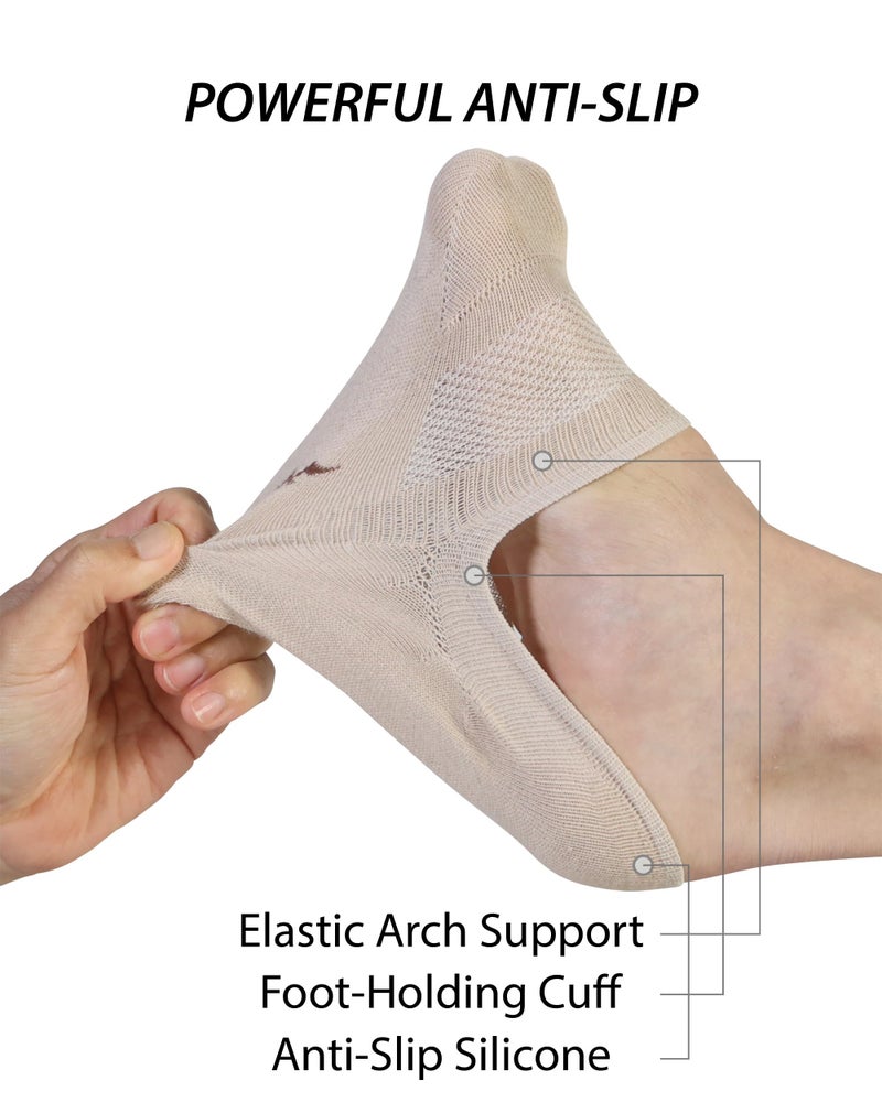 Pro Mountain Thin No Show Socks Women Seamless Wide Toe Box For Health Size S Beige 6 Pack Liner Thin Footies Casual Sneakers Loafer Flats US Shoe 6-8 - Image 2